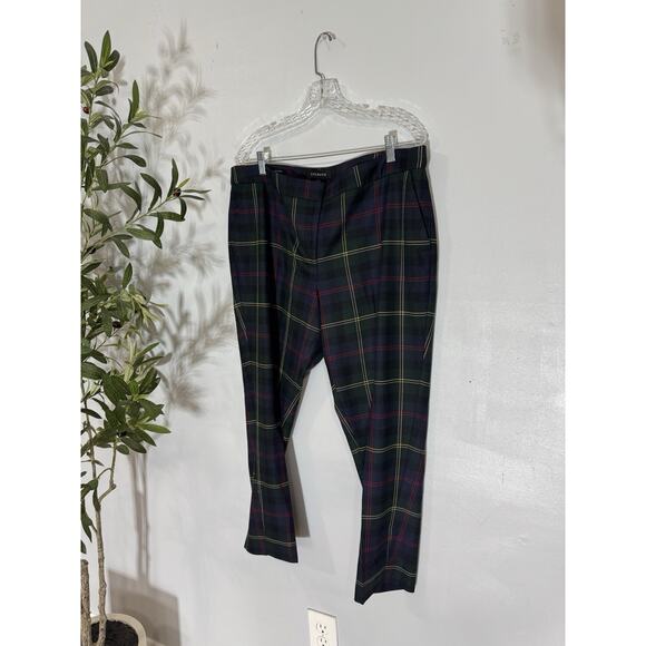 Talbots Women Pants 16p Black Red Green Wool Blend Hampshire Ankle Plaid Preppy - Picture 2 of 8